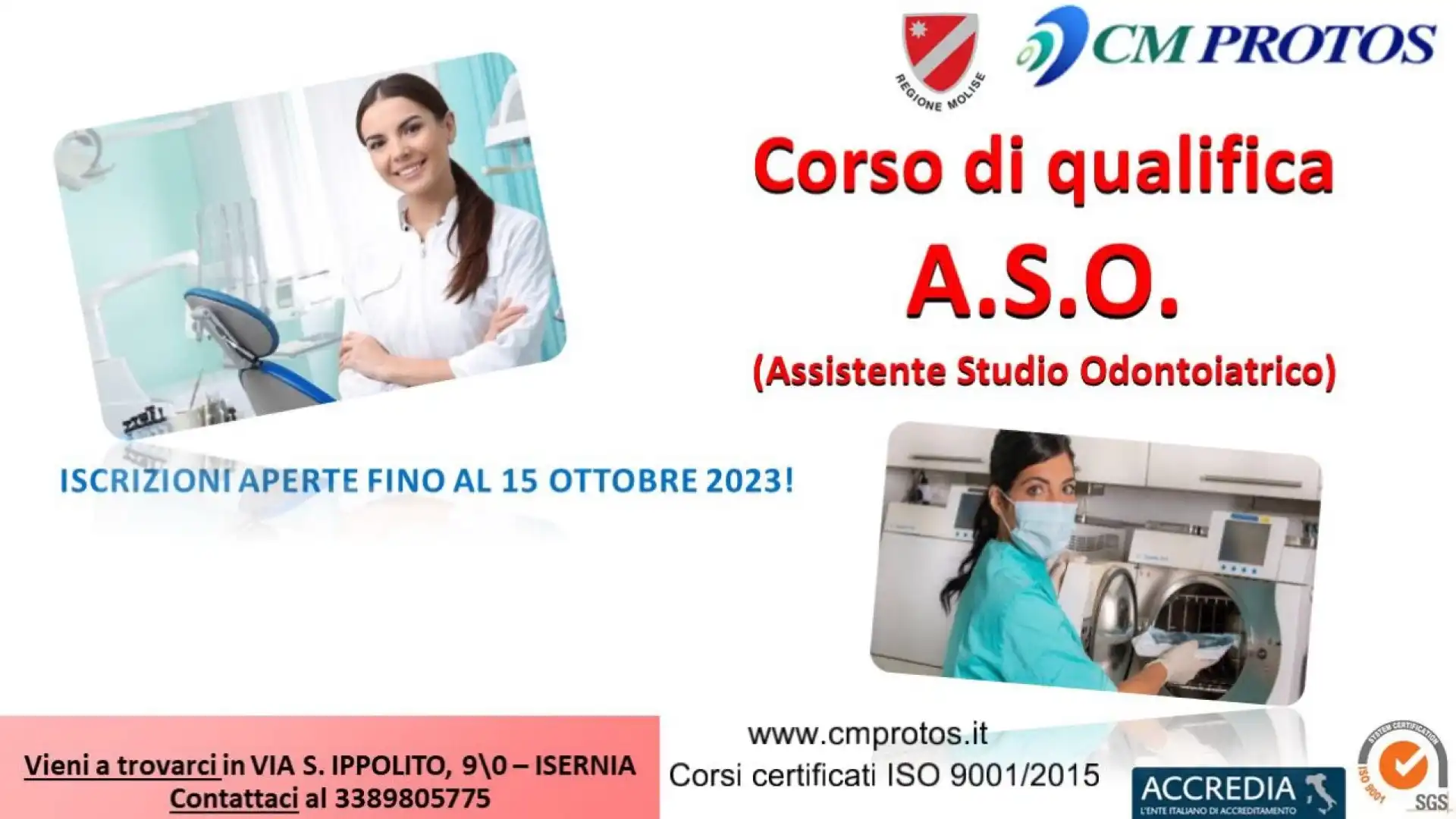 Isernia: alla Cm Protos formazione al via le iscrizioni per il corso da Assistente Studio Odontoiatrico.